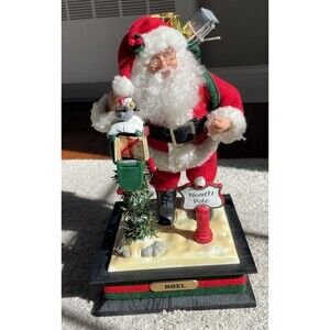 Holiday Creations Musical Santa w/ Light Checking His Mailbox 1993 Works W/box